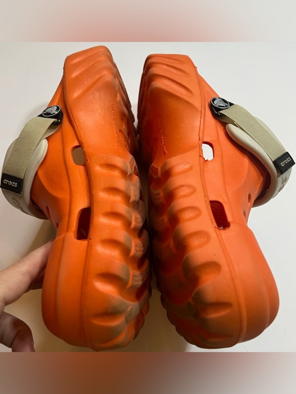 CROCS Classic All-Terrain Clogs Orange Adjustable Strap Women's 9 Men's 7 - Picture 3 of 5